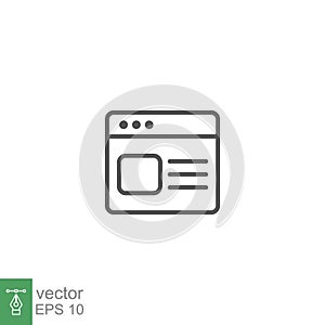Web window icon line. Internet browser web page outline