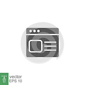 Web window icon solid. Internet browser web page outline