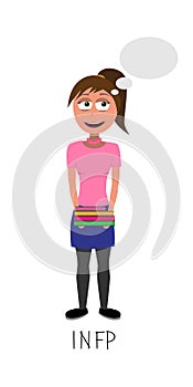 Woman with books vector represents INFP personality