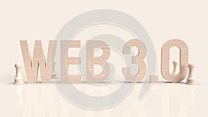 Web 3.0  wood text and chess for technology concept 3d rendering