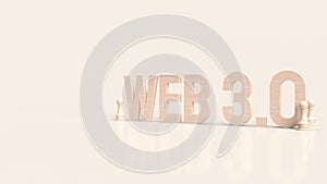 Web 3.0  wood text and chess for technology concept 3d rendering