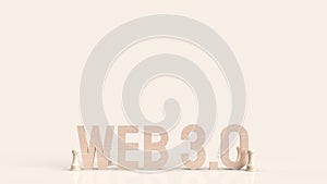 Web 3.0  wood text and chess for technology concept 3d rendering