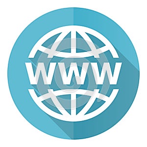 Web, www and internet blue vector icon, flat design illustration in eps 10