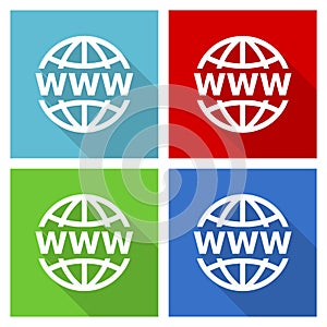 Web, www and internet icon set, flat design vector illustration in eps 10 for webdesign and mobile applications in four color