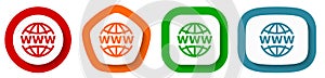 Web, www and internet vector icon set, flat design buttons on white background