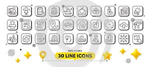 Web3, Cloud upload and Checked calculation line icons pack. For web app. 3d design elements. Vector