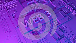 Web3 concept - Web3 word on abstract technology surface. 3d render