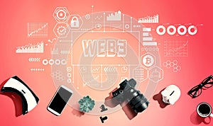 Web3 theme with electronic gadgets and office supplies