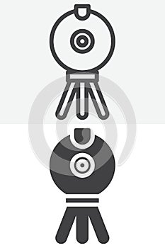 Webcam device vector icon set in line and solid different style