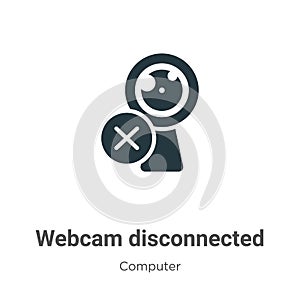 Webcam disconnected vector icon on white background. Flat vector webcam disconnected icon symbol sign from modern computer