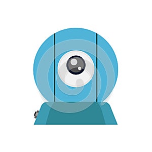 Webcam front view vector icon illustration communication flat equipment concept. Network live lens media