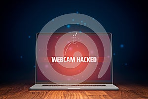 Webcam hacked cyber security threat concept