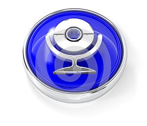 Webcam icon on glossy blue round button