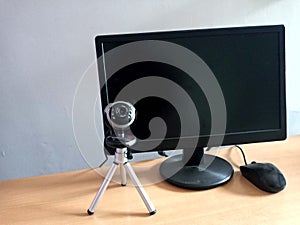 Webcam With Stand for Desktop Computer an accessory visual device  .