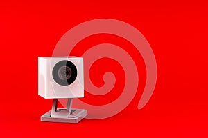 webcam white on a red background, object, Internet, technology c