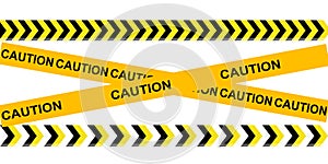 WebCaution tape with warning text and chevron hazard stripes