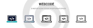 Webcode icon in filled, thin line, outline and stroke style. Vector illustration of two colored and black webcode vector icons