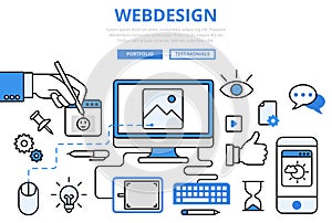 Webdesign website design GUI concept flat line art vector icons