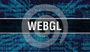 WebGL with Digital java code text. WebGL and Computer software coding  concept. Programming coding script java, digital