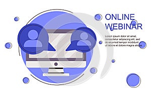 Webinar concept, online course, distant education, video lecture, internet group conference