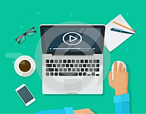 Webinar concept, online training, education on computer, e-learning workplace