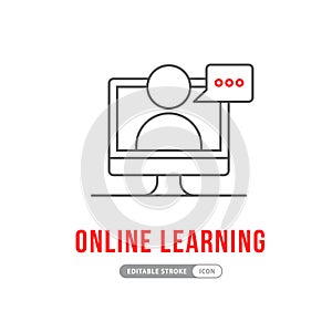 Webinar e-learning line black icon