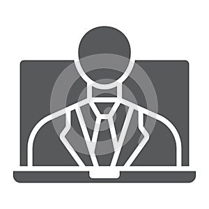 Webinar glyph icon, e learning and education