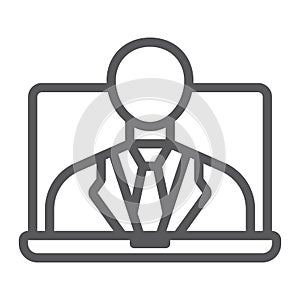 Webinar line icon, e learning and education