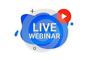 Webinar live virtual event icon, online video training broadcast. Live webinar workshop stream video conference podcast.