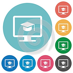 Webinar on monitor flat round icons