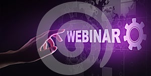 Webinar, Online training, Education and E-learning concept on virtual screen.