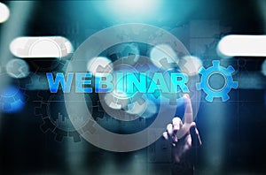 Webinar, Online training, Education and E-learning concept on virtual screen.