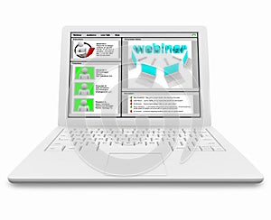 Webinar Screen on White Laptop Computer