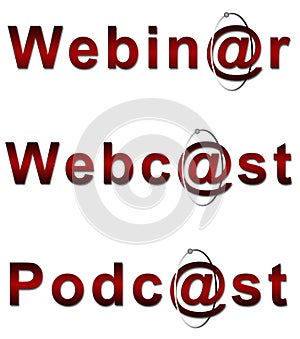 Webinar Webcast and Podcast in Red