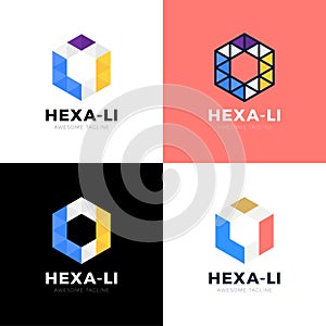 WebLi L I HExagon triangle Alphabet Letter Combination Vector Logo Icon Design