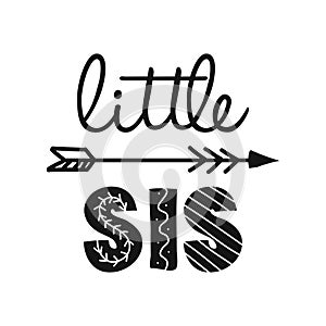 WebLittle Sis, lil Sister - Scandinavian style illustration text for clothes.