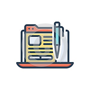 Color illustration icon for Weblogs, blog and network photo
