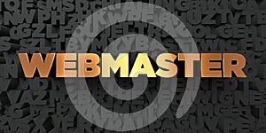 Webmaster - Gold text on black background - 3D rendered royalty free stock picture photo