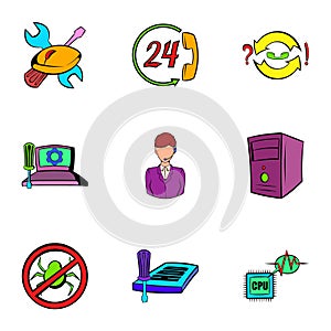 Webmaster icons set, cartoon style photo