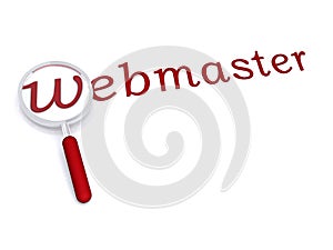 Webmaster with magnifying glass photo