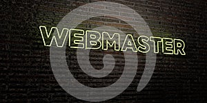 WEBMASTER -Realistic Neon Sign on Brick Wall background - 3D rendered royalty free stock image