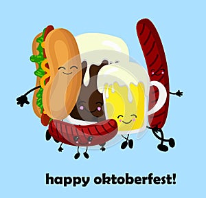 WebOktoberfest. Grilled sausages, beer and hot dog are best friends