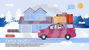 Webpage Banner Offer Happy Family Winter Vacation