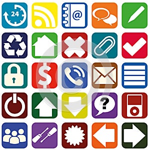 Webpage icons collection color interfaces.