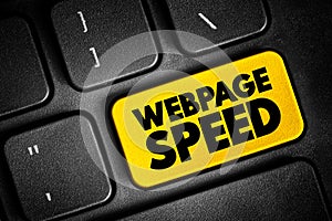 Webpage Speed text button on keyboard, concept background