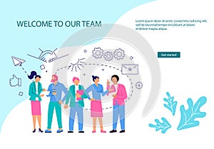 webpage template of business characters working in office photo