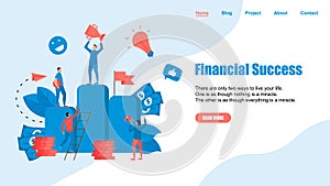 Webpage Template. Financial success illustration. Business success flat design concept