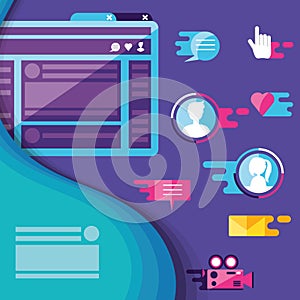 webpage template with social media icons photo