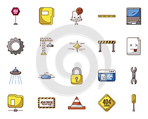 webpage under construction set icons