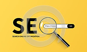 WebSEO Search engine optimization concept with magnifying glass vector